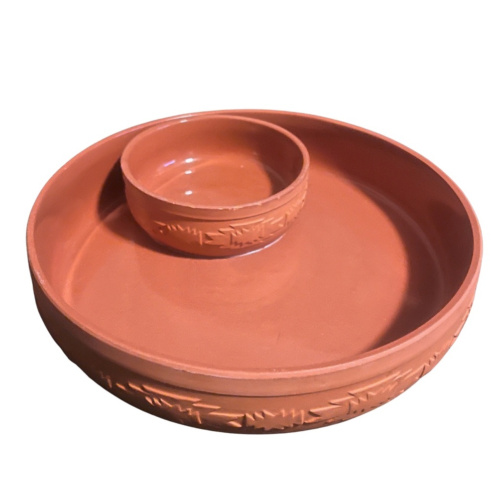 Vintage Lillian Vernon Terracotta Chip & Dip Tray Southwestern Style 10”